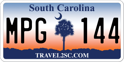 SC license plate MPG144