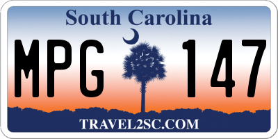 SC license plate MPG147