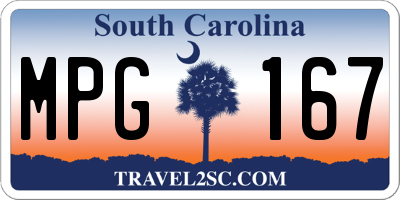 SC license plate MPG167