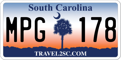 SC license plate MPG178