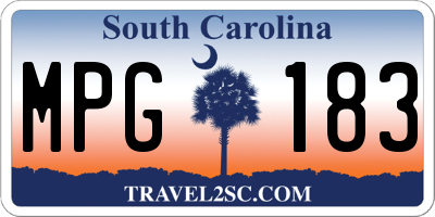 SC license plate MPG183