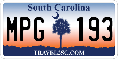 SC license plate MPG193