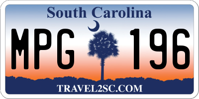 SC license plate MPG196