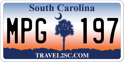 SC license plate MPG197