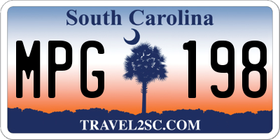 SC license plate MPG198