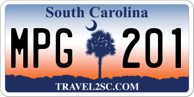 SC license plate MPG201