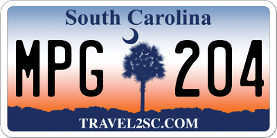 SC license plate MPG204