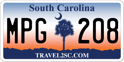 SC license plate MPG208