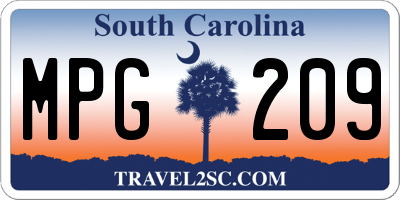 SC license plate MPG209