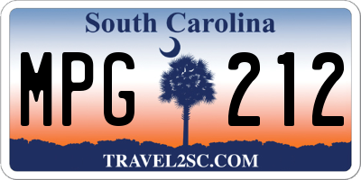 SC license plate MPG212
