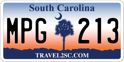 SC license plate MPG213