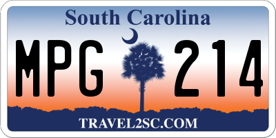 SC license plate MPG214