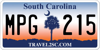 SC license plate MPG215