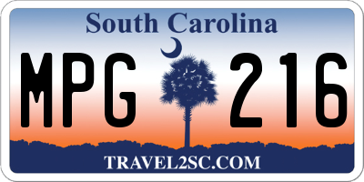 SC license plate MPG216