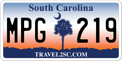 SC license plate MPG219