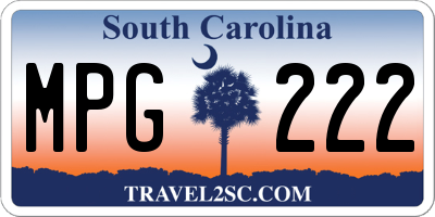 SC license plate MPG222