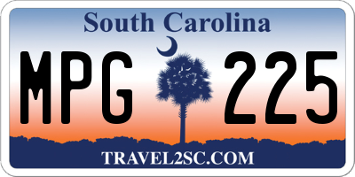 SC license plate MPG225