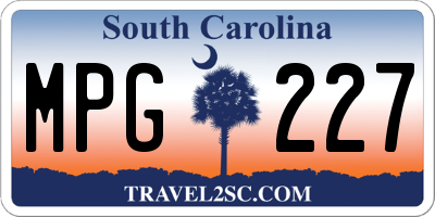 SC license plate MPG227