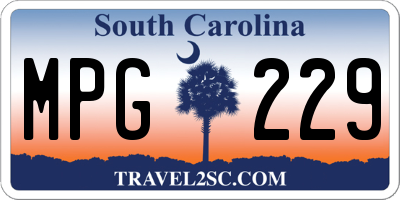 SC license plate MPG229