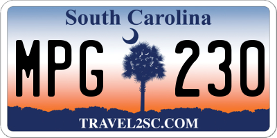 SC license plate MPG230