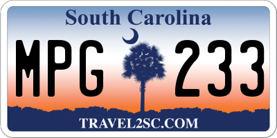 SC license plate MPG233