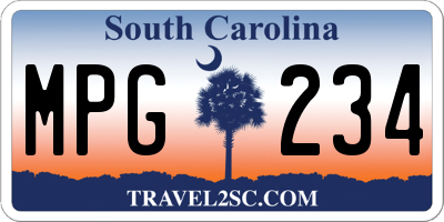 SC license plate MPG234