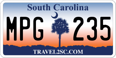 SC license plate MPG235