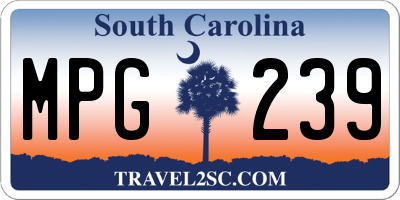 SC license plate MPG239