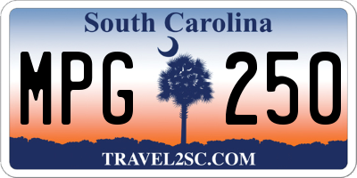 SC license plate MPG250