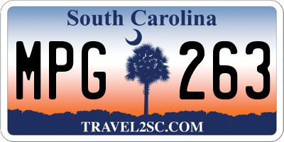 SC license plate MPG263