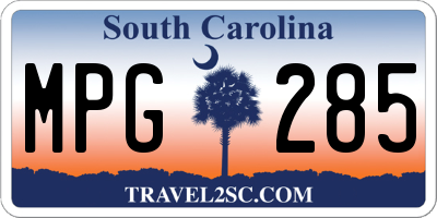 SC license plate MPG285