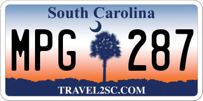 SC license plate MPG287