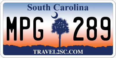 SC license plate MPG289