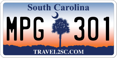 SC license plate MPG301