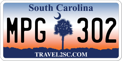 SC license plate MPG302