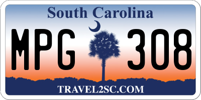 SC license plate MPG308