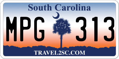 SC license plate MPG313