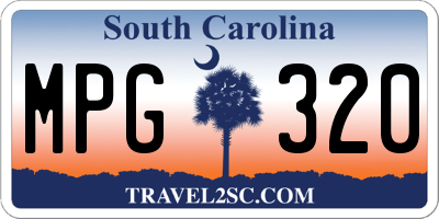 SC license plate MPG320
