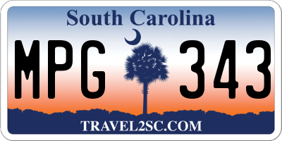 SC license plate MPG343