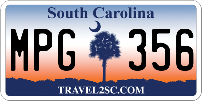 SC license plate MPG356