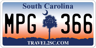 SC license plate MPG366