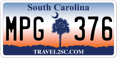 SC license plate MPG376