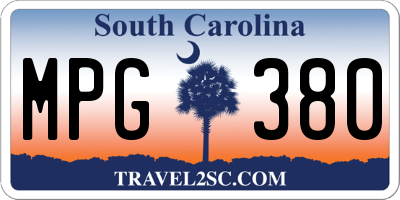 SC license plate MPG380