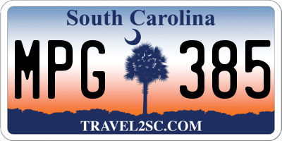 SC license plate MPG385