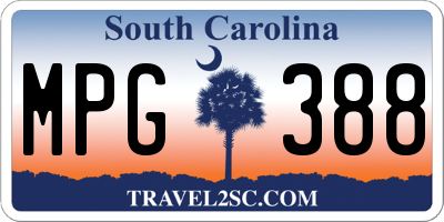SC license plate MPG388