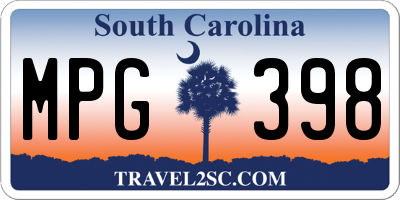 SC license plate MPG398