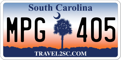 SC license plate MPG405