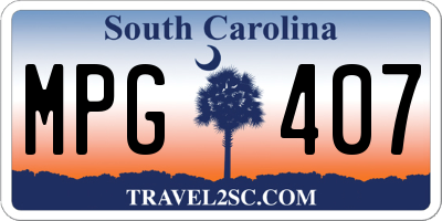 SC license plate MPG407
