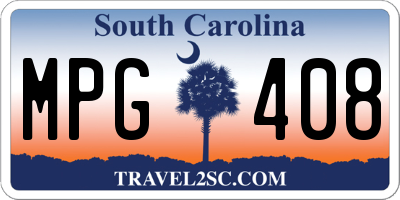 SC license plate MPG408