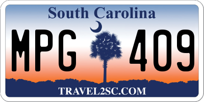 SC license plate MPG409